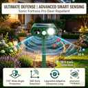 2Pack Upgraded Deer Repellent Devices Solar Animal Repellent Outdoor with Motion Sensor Strobe Light for Rabbit Cat Skunk Raccoon Squirrel Fortress Pro Ultrasonic Repeller Keep Pests Out of Yard Farm