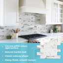 STICKGOO 10-Sheet Subway Tile Peel and Stick Backsplash, Seamless Design Glossy Carrara White Kitchen Backsplash Wall Tiles, Waterproof Stick on Tile for Bathroom, RV, Fireplace
