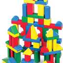 Melissa & Doug Wooden Building Blocks Set - 100 Blocks in 4 Colors and 9 Shapes Classic Kids Toys, Colored Wood For Toddlers Ages 2+ - FSC-Certified