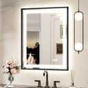 Keonjinn Black LED Mirror for Bathroom 24 x 30 Inch, Frontlit & Backlit Bathroom Vanity Mirror with Lights, HD Tempered Glass, UL Listed LED Driver, Beveled Framed, 3 Color Lights, Anit-Fog, Dimmable
