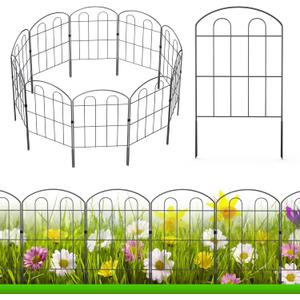 28 Pack Decorative Garden Fence Outdoor 24in (H) x 30ft (L) Coated Metal RustProof Landscape Wrought Iron Wire Border Folding Patio Fences Flower Bed Fencing Animal Barrier Section Panels Decor