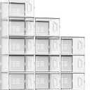 SEE SPRING X-Large Shoe Storage Box Fit Size 11, Clear Plastic Stackable Shoe Organizer for Closet, Space Saving Sneaker Shoe Rack Containers Bins Holders for Entryway, 12 Pack Clear