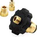 MENSI Soft Nose POL Propane Gas Cylinder Tank Adapter Plug Valve Full Flow for 50lbs Tank with 3/8"Male Flare and 1/2" Male NPT Converter Fitting for Two Stage Propane Tank Gold