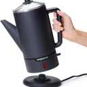 Presto 02815 12-Cup Cordless Coffee Percolator - Stainless Steel, Modern Design, Easy Pour Spout, Stay-Cool Handle, Matte-Black