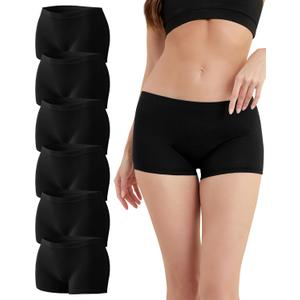 Sunm Boutique Cotton Boy Shorts Underwear for Women, Soft Womens Boxer Briefs, Moisture Wicking Boyshorts Panties 6 Pack (Black, XL)