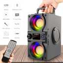 Bluetooth Speaker, 40W (60W Peak) Portable Wireless Speaker with Colorful Lights, Double Subwoofer Heavy Bass, FM Radio, MP3 Player, Bluetooth 5.0, Loud Stereo speakers for Home Outdoor Party Camping