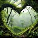 AWERT 24x12 inches Polyester Tropical Rainforest Terrarium Background Stream Green Huge Tree Reptile Habitat Background Foggy Rainforest Aquarium Background