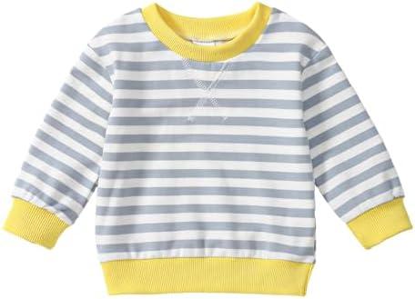 Toddler Girl Sweatshirt Long Sleeve Striped Pullover Top Fall Winter Outfits 1-5T (Green-orange)