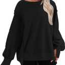SHEWIN Womens Oversized Reverse Seam Sweatshirt Casual Long Sleeve Pullover Tops Lightweight Loose Crewneck Sweatshirts (Black, S)