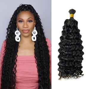 YGWIGS Braiding Human Hair Water Wave Bulk Hair Braiding Hair for Boho Braids Double Drawn Human Hair for Black Women 100g 16inch Natural Black