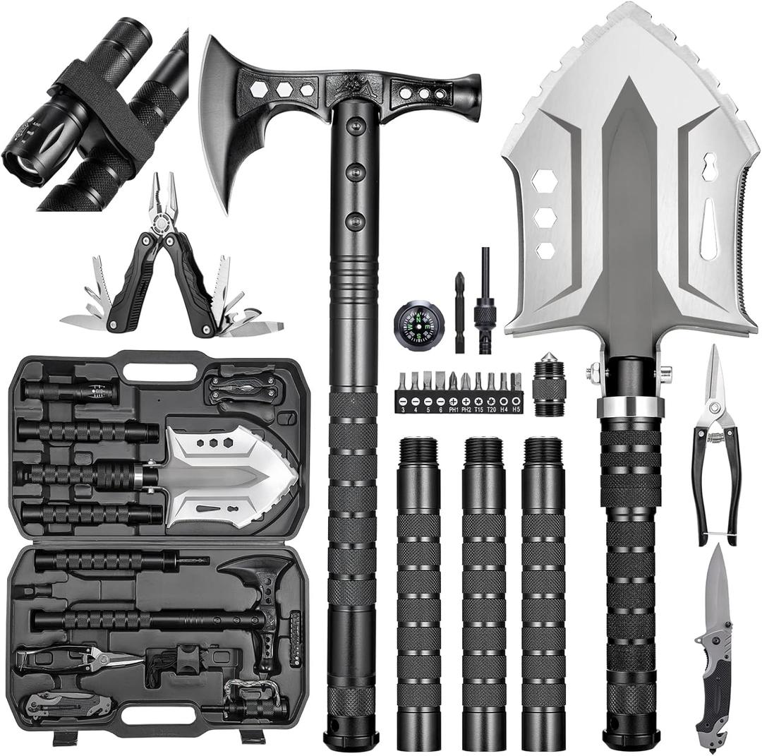 Camping Shovel Axe Outdoor Survival Shovel Set with High Carbon Steel Camping Gear for Men Outdoor Caming Hiking Backpacking Emergency