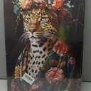 Bathroom Leopard In a Bathrobe Wall Art Maximalist Eclectic Cheetah Posters Pictures Animals And Flowers Canvas Prints Funky Animals Painting Wall Decor y2k Aesthetic Room Decoration Framed, 24x1