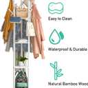 Rotary Coat Rack Stand with 8 Hooks, Bamboo Wood Coat Tree for Clothes/Bags/Hats, Large Coat Rack Freestanding for Entryway (White)