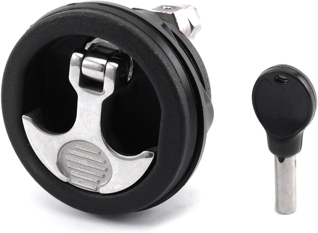 T Handle Boat Latch 2-1/2 Inch Nylon Boat Hatch Latches with Stainless Steels Offset Cam Bar and Handle, Cam Latch with Keyed Lock for Boat Deck Hardware, Black