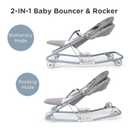 HKAI Rocking Baby Bouncer with Canopy, 2-Mode Rocking & Rolling Infant Seat, Portable Baby Chair for 0-18 Months, Grey