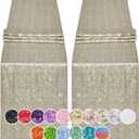2PCS 12x72 Inch Sequin Table Runner Champagne Glitter Table Runner for Party, Wedding, Bridal Baby Shower, Event Decorations2PCS, 12x72 Inch, Champagne