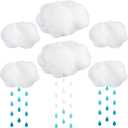 14 Pcs Artificial Cloud Props Cloud Ceiling Decor Clouds for Decoration with Paper Raindrop Decorations for DIY Decorative Hanging Ornament Home Wall Stage Wedding Party Show Decor