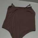 SUUKSESS Women Sexy Square Neck Thong Bodysuit Backless Cami Bodysuit Top (Large, 01 Brown)