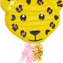 BLUE PANDA Pull String Leopard Pinata for Jungle Safari Animal Birthday Party Decorations - Leopard Print Pinata (Small, 16.5 x 13 x 3 Inch)