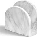 Marble Napkin Holder for Table, White Upright Napkin Holders for Paper, Standing Napkin Dispenser for Kitchen, Dining Room, Party Hotel, Cafe, Bar