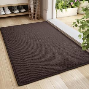 Color&Geometry Front Door Mat Indoor Entrance, 19.5"x35.5" Standard-Sized Inside Doormat for Entryway Non Slip, Dirt Trapper Absorbent Entry Rug Washable, Brown (Rolled-up NO Creases)