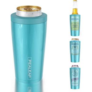 4 in 1 Insulated Slim Can Cooler for 12 OZ Cans and Beer Bottle - Keep 8 Hours Cold, Easy to Hold - Stainless Steel Can Holder, Double Walled Can Insulator for Hard Seltzer and More (Aqua)