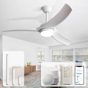 Sofucor 52 Inch Smart Ceiling Fan, White Outdoor Ceiling Fans with Lights Remote Control, Works with Alexa/App/Google, Airflow 6000CFM ABS 3 Blades Reversible DC Motor for Bedroom Living Room Patio Sofucor 52 Inch Smart Ceiling Fan, White Outdoor Ceiling Fans with Lights Remote Control, Works with Alexa/App/Google, Airflow 6000CFM ABS 3 Blades Reversible DC Motor for Bedroom Living Room Patio
