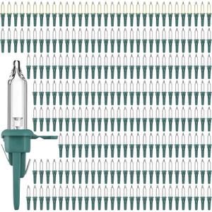 Riakrum 150 Pcs Christmas Replacement Mini Light Bulb 3 Volt 0.06 Watt Christmas Tree LED Light Bulbs Warm White Xmas Lights with Green Base for Party Holiday Indoor Outdoor Supplies
