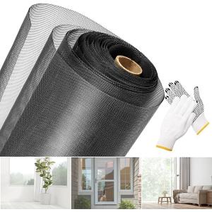 304 Stainless Steel Black Window Screen Mesh Roll, 36 inch x 98 ft Window Screen Mesh, Stainless Steel Wire Mesh Screen for Door Porch Patio