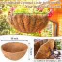 Legigo 3 Pack 18 Inch Hanging Basket Coco Liners Replacement, 100% Natural Round Coconut Coco Fiber Planter Basket Liners for Hanging Basket Flowers/Vegetables