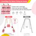 FUNLIO 2 in 1 Swing Set for Toddler & Baby Jumper, Heavy Duty Kids Swing & Bouncer with 4 Sandbags, Foldable Metal Stand for Indoor/Outdoor Play, Easy to Assemble and Store - Pink