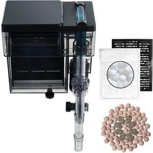 Aquarium Filter, 6W 150GPH HOB Fish Tank Filter, 4-Stage Bio-Filtration for 10-40 Gallon Tanks, Quiet Power Waterfall Filter with Adjustable Flow, Includes Filter Cotton & Bio Media