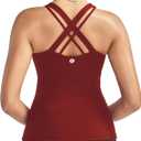 RUNNING GIRL Tank top with Built in Bra for Women,Compression Shirts Crisscross Back Workout Yoga Tops (Small, Red)