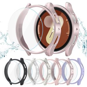 6+6 Pack for Samsung Galaxy Watch 7 40mm Screen Protector Case, Hard PC Bumper + HD Anti-Fog Tempered Glass Protective Film, Waterproof Face Cover Set for Galaxy Watch 7 40mm Accessories