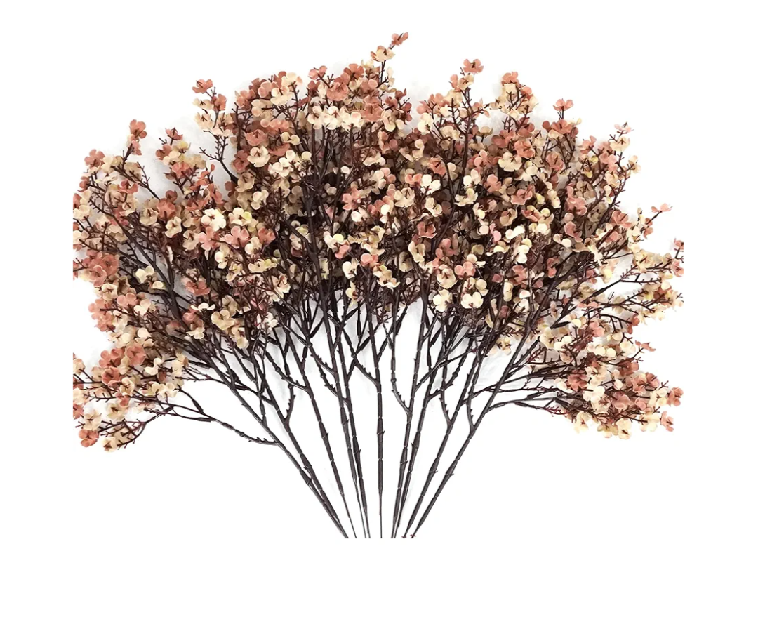 Babys Breath Silk Artificial Flowers Bulk 20pcs for Fall Decor Fake flower bouquet Bulk for Home Kitchen Indoor Bouquet Floral Arrangement Table Centerpieces Party Decor(Beige Brown 20pcs)