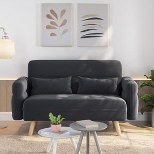 Yaheetech 46" Small Modern Fabric Sofa Loveseat Mid Century 2 Seater Sofa Couch with Lumbar Pillows, Solid Wood Legs for Living Room, Small Space, Dorm, Office, Bedroom, Dark Gray (29 X 46 X 30.5")