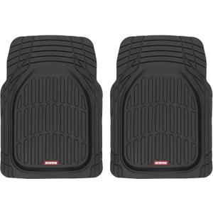 Motor Trend -2 Piece Front Car Floor Mats- Black FlexTough Contour Liners-Deep Dish Heavy Duty Rubber Floor Mats for Car SUV Truck & Van-All Weather Protection, Universal Trim to Fit