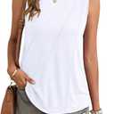 AUSELILY Womens Sleeveless Tank Tops Dressy Ladies Summer Pleated Shirts 2025 New (White, M)