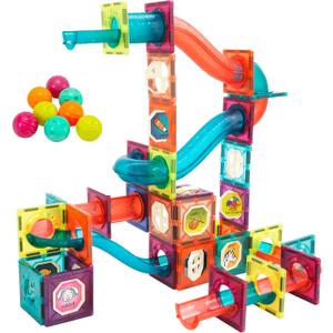 LTKFFFdp Magnetic Building Blocks STEM Educational Toys for Kids Ages 4-12, Ball Track and 3D Stacking Construction Set