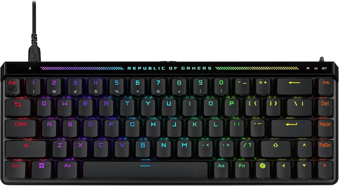 ASUS ROG Falchion Ace HFX Hall Effect Gaming Keyboard  65% TKL, Dual USB-C, Magnetic Switches, Rapid Trigger, Speed Tap, 8000 Hz Polling, Touch Panel, Portable, Protective Cover, PBT Keycaps - Black