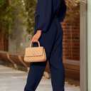 PRETTYGARDEN Women's Fall Jumpsuits Dressy Casual Pants Romper Spring Long Sleeve V Neck Belt Pockets One Piece Outfits (Blue, M)