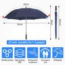 Jexine Large Automatic Open Golf Umbrella 62 Inch Double Canopy Rain Umbrella Windproof Waterproof Heavy Duty for Men Women Family Travel Sports
