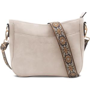 Vegan Leather Crossbody Bags for Women, Medium Cross Body Purse with Wide Adjustable Strap LightWeight (White)