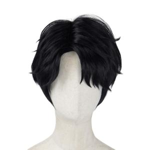 Anime Cosplay Wigs Black Layered Short Wigs for Men Halloween Party Costume Wig