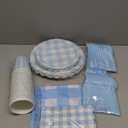 WNINK 176 PCS Light Blue Gingham Plates and Napkins, Blue Checkered Disposable Plates Set with Napkins Cups Plastic Spoons Forks Knives for Dinner Birthday Baby Shower Wedding Supplies Serve 25 Guests