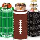 3 Pcs Football Cylinder Pedestal Stand Covers Spandex Plinth Football Themed Cylinder Stand Covers for Sports Birthday Party Wedding Shower Props Decor