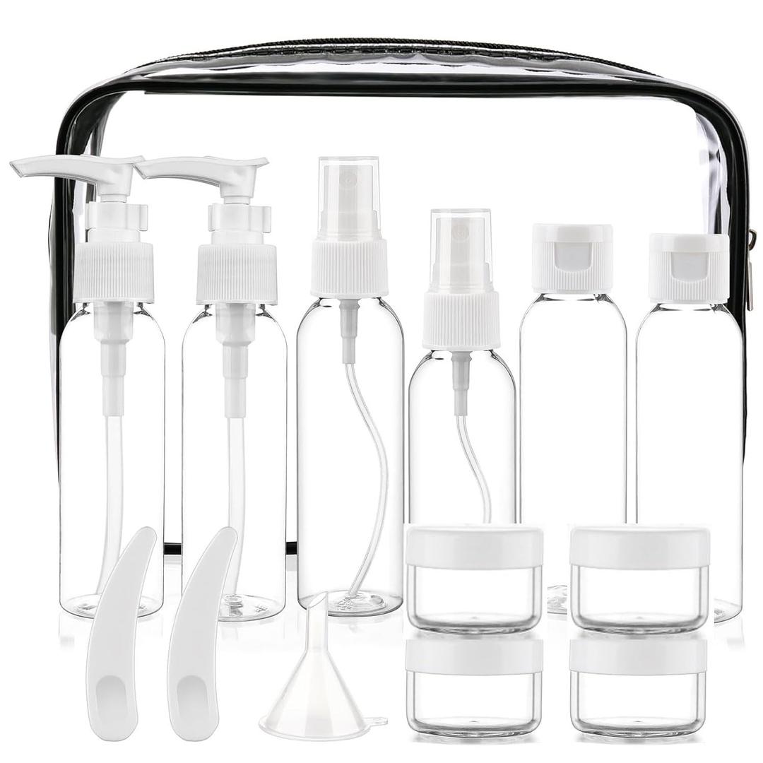 Cosywell Travel Size Bottles for Toiletries 15 Pack 2oz TSA Approved Toiletry Bottles Leak Proof Travel Kit for Women Men TSA Clear Toiletry Bag Shampoo Lotion Skincare Cosmetic Container(White)