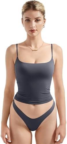 SUUKSESS Women Sexy Square Neck Tank Top Summer Y2K Going Out Basic Cami Shirt, S