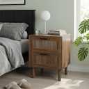 Kiasthome Wood Nightstand with 2 Drawers - Stylish Bedside Table for Bedroom, Functional End Table with Textured Front