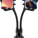 DaisyInner Dual Phone Holder for Car 360 Rotatable Car Mount Long Flexible Neck Adjustable Double Holder Universal Size Fits for Most 2 Phones 2.6"-4.3" Phone (Cradle)